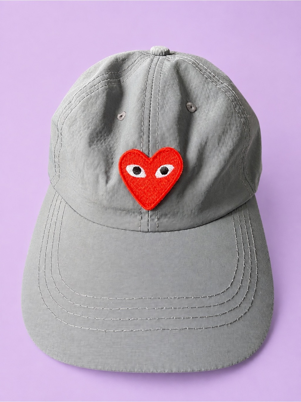 Gray Comme des Garçon Red Heart logo hat